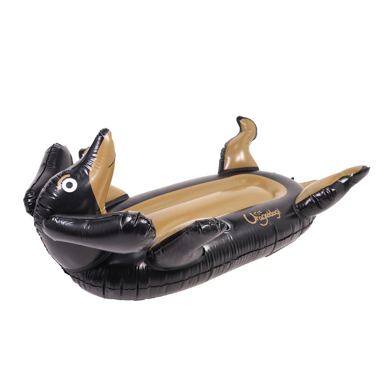 Urageidogi Funny Inflatable Black Dog Pool Float with Cup Holder for Adults, Teens, Pets, Dogs, Animal Floats for Pool, Black/brown