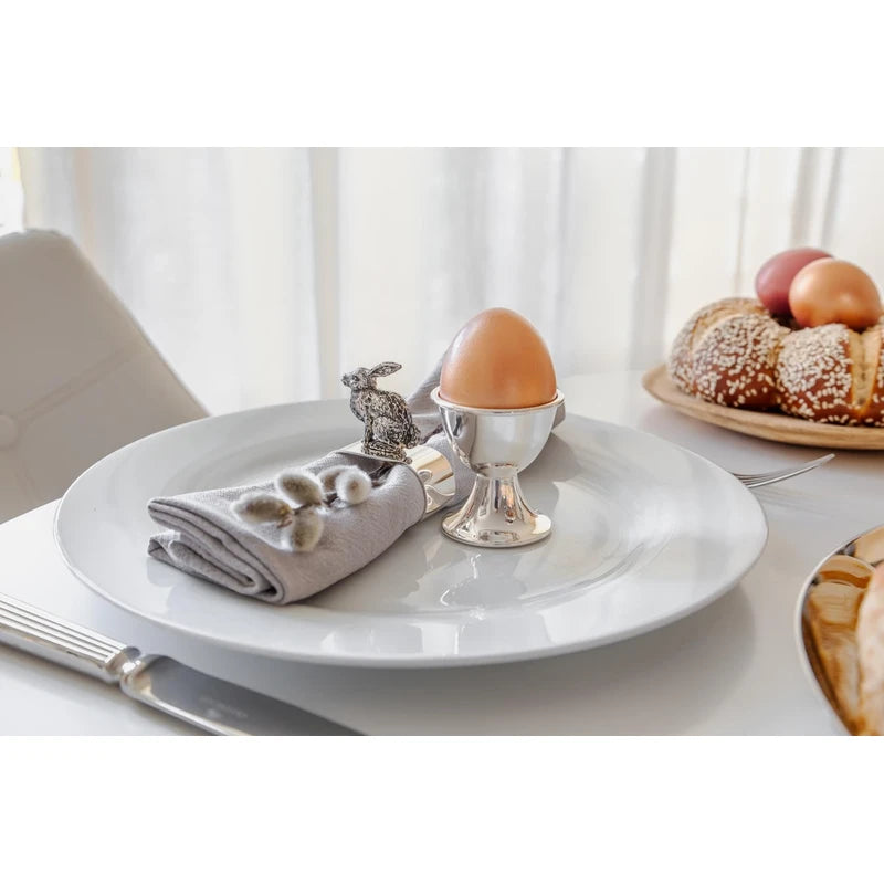 Edzard Egg Cups Classo Heavy Silver Plated - Cup Set for Eggs, Silver Egg Cups, Modern Holder for Breakfast Eggs, Egg Tray - Crockery for Holidays, Holiday Egg Cups (Height 5 cm), Set of 2