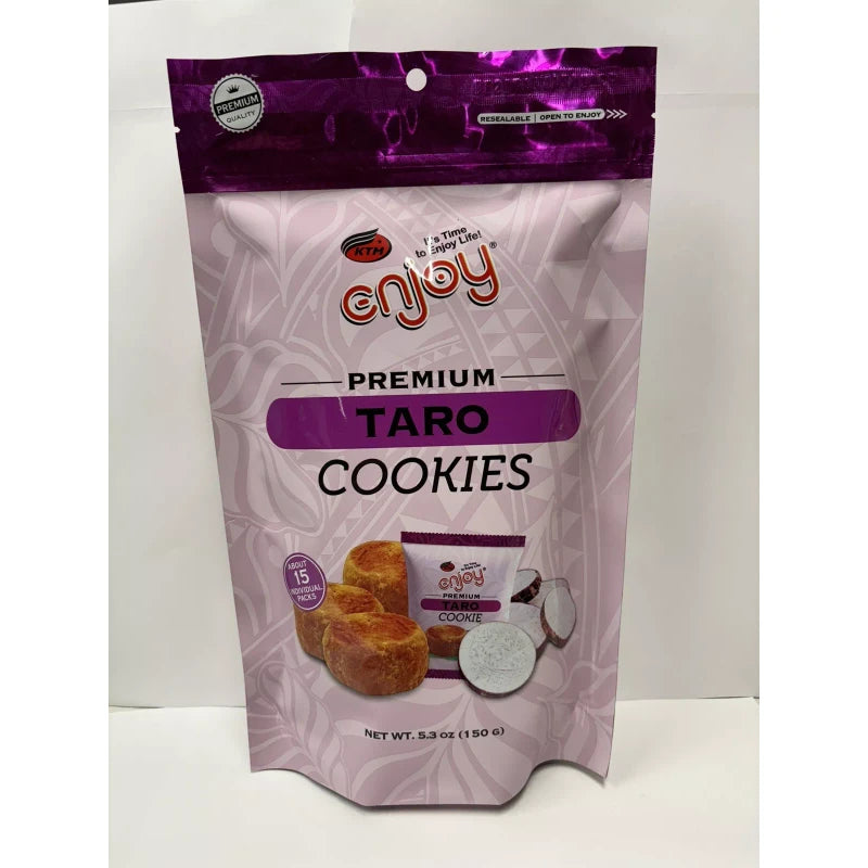 Enjoy Premium Taro Cookies Individually Wrapped 5.3oz Resealable Bag