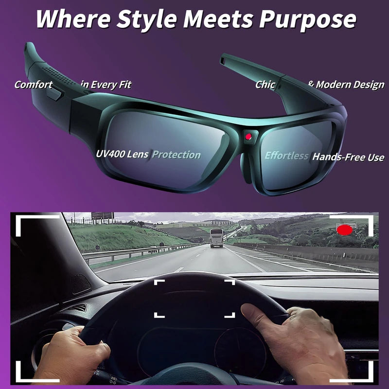 YYCAMUS 4K Camera Glasses, Upgrade Smart Sunglasses with Camera, Video Glasses with UV Protection for Outdoor Activities & Travel