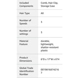 Curlee Hair Dryer Brush 1200 Watts 6 in 1 Hair Accessories Blow Dryer Automatic Black