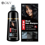 GKV 3 in 1 Hair Color Shampoo - Various Colors to Choose from, Herbal Ingredients Natural Shampoo, Botanical Hair Care, Black Hair Dye - Color: Chestnut Brown
