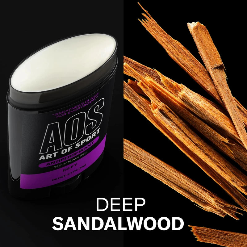 Art of Sport Men’s Antiperspirant & Deodorant, Sandalwood, Made with Natural Botanicals, Moisturizing Tea Tree Soap, Made for Athletes, Defy Scent, 2.7 Ounce (Pack of 2)