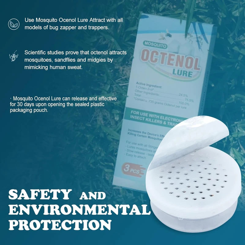 Hodiax Octenol Pest Lures 90 Days Supply, 3PCs Biting Insect Attractant Refill Cartridge for Fly Traps, Bug Zappers, Mosquito Killers, Universal Fit (3PCS in 1 Pack)
