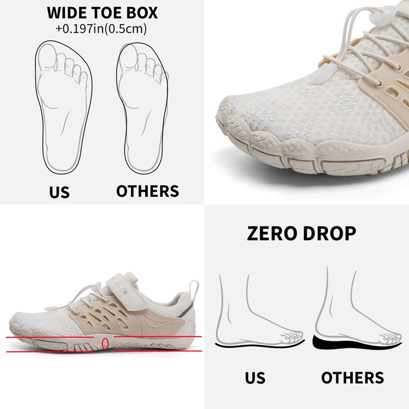 Grand Attack Barefoot Shoes Women Minimalist Zero Drop Lightweight Cross-Trainer for Wrestling Boxing Weightlifting Walking Shoes, 645/Beige, 10 Wide