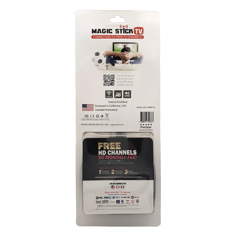 Magic Stick MAX Jumbo 4K Antenna HDTV FREE Digital Channels Plus Free 20ft Cable