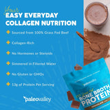 Paleovalley Paleovalley 100% Grass Fed Bone Broth Protein Powder - Chocolate - Rich in Collagen for Hair, Skin, Gut Health, Bone and Joint Support - 28 Servings
