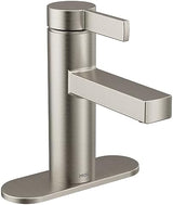 Moen Beric Spot Resist Nickel Modern One-Handle Single Hole Bathroom Faucet with Drain Assembly and Optional Deckplate for Your Bath Sink, 84774SRN