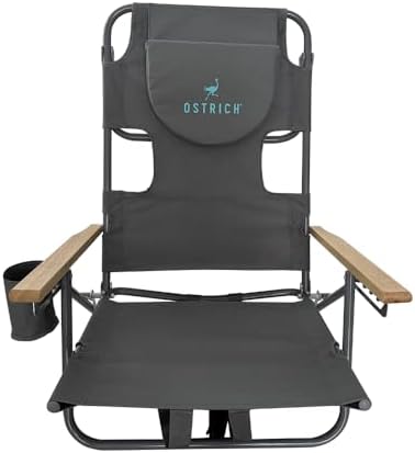 Ostrich Tommy "O" Midsize Face Down Backpack Beach Chair with Face Hole Portable Lounge Chair with Cup Holder Face Opening Lay Flat Tanning Chair with Armrests Face Down Reading, Gray