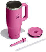Hydro Flask 24 Oz Travel Tumbler with Handle, Lid and Straw - Insulated Stainless Steel in 24 Oz Reef Pink