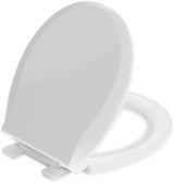 Round Toilet Seat Soft Close 16.5'',Standard Universal Toilet Lid Round with PP Material Safe,Easy to Clean and Install,Ergonomic design,Never Loosens,2 Years Support,White Plastic