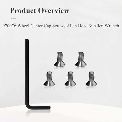 Ctuoptuo 𝟓 𝐏𝐜𝐬 of 970076 Wheel Center Cap Screws Allen Head & Allen Wrench, Fit for American Racing Torq Thrust Wheels
