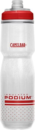 CamelBak Podium Chill Insulated Bike Water Bottle - Easy Squeeze Bottle - Fits Most Bike Cages - 24oz, Fiery Red/White