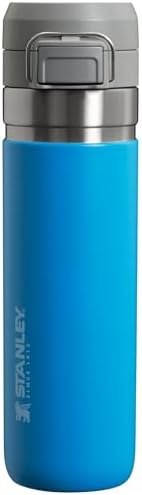 Stanley Quick Flip GO Water Bottle 24 oz | Push Button Lid | Leakproof and Packable for Travel and Sports | Insulated Stainless Steel | BPA-Free | Azure