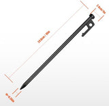 Eurmax USA 10 inch Multiuse Heavy Duty Steel Tent Stakes Tarp Pegs Camping Stakes for Outdoor Camping Canopy and tarp with 4 Ropes 10FT Length