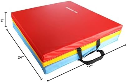 BalanceFrom Folding Gymnastics Mat Home Gym Floor Tumbling Equipment, Multicolor