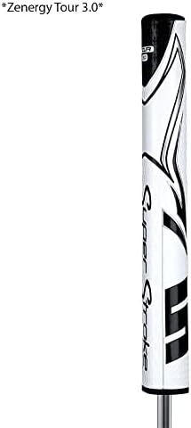 SuperStroke Zenergy Tour 2.0 Golf Putter Grip with No Taper Enhanced SPYNE Technology, New Multi-Zone Texturing and Tech-Port, White/Black