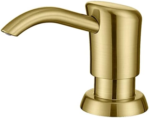 GAGALIFE Built in Sink Soap Dispenser or Lotion Dispenser for Kitchen Sink, Brushed Gold ABS Pump Head, with 17 Ounce Large PET Soap Bottle