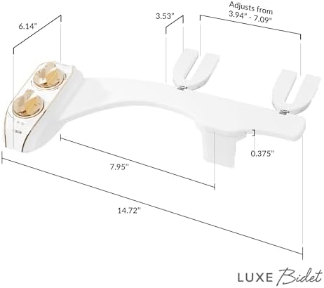 LUXE Bidet NEO 185 Plus - Patented Bidet Attachment for Toilet Seat, Innovative Hinges to Clean, Slide-in Easy Install, Advanced 360° Self-Clean, Dual Nozzles, Feminine & Rear Wash (Gold)