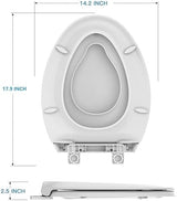 Toilet Seat, Elongated Toilet Seat with Toddler Seat Built in, Potty Training Toilet Seat Elongated Fits Both Adult and Child, with Slow Close and Magnets- Elongated