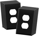 ENERLITES Mid-Size Duplex Receptacle Wall Plate, Electrical Outlet Covers, Gloss Finish, Midway Size 1-Gang 4.88" x 3.11", Polycarbonate Thermoplastic, UL Listed, 8821M-BK-10PCS, Black, 10 Pack