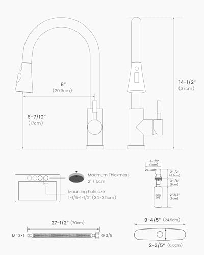 APPASO Touchless Kitchen Faucet, Matte Black Hands Free Kitchen Sink Faucet with Soap Dispenser and Pull Down Sprayer 3 Modes, Activated Motion Sensor Faucets for Kitchen Sink, S304 Stainless Steel