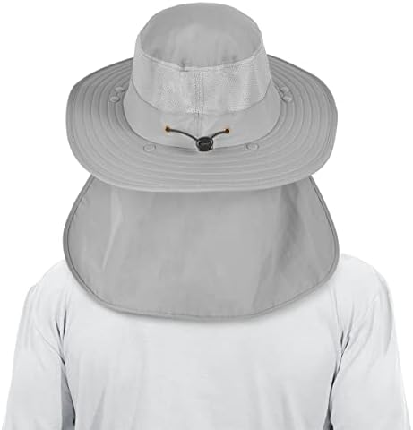 3 Pack Mens Outdoor Wide Brim Fishing Hat,UPF 50+ Sun Protection Cap with Face Neck Flap for Hiking & Garden