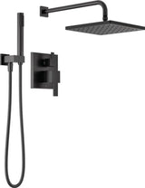Delta Faucet Modern Raincan 2-Setting Shower Square System Including Rain Shower Head and Handheld Spray Black, Rainfall Shower System Brushed Black, Shower Valve Trim Kit, Matte Black 342701-BL