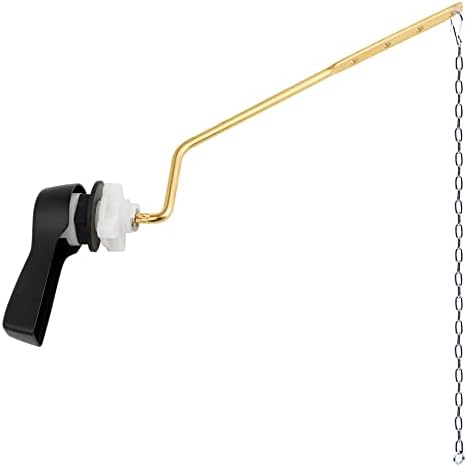 Hibbent Universal Metal Side Mount Toilet Handle Replacement Kit, Brass Toilet Flush Tank Lever with Stainless Steel Flapper Chains for Most Toilets, Matte Black Finish