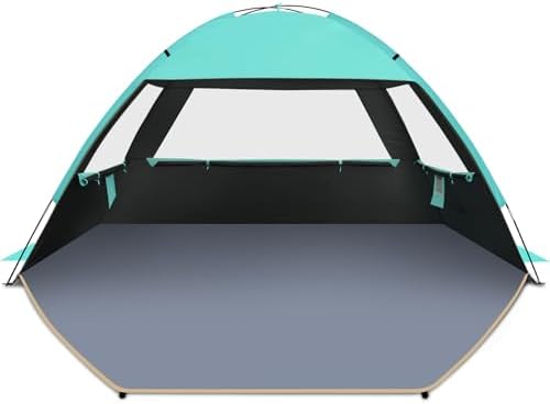 Gorich Beach Tent Sun Shelter for 3/4-5/6-7/8-10 Person with UPF 50＋ UV Protection, Lightweight & Easy Setup Beach Shade Canopy, Portable Beach Shade Tent Beach Cabana