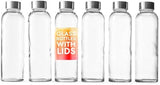 Epica glass bottles with lids – 17.5 oz glass water bottles, reusable glass juice bottles with lids for storing juices, reusable water bottles durable & ecofriendly set of 6