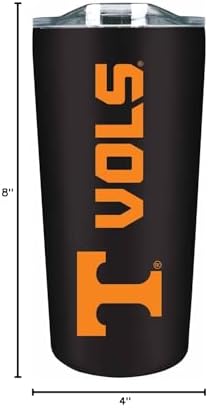 Campus Colors NCAA Stainless Steel Tumbler perfect for Gameday - 18 oz - Double Walled - Keeps Drinks Perfectly Insulated (Tennessee Volunteers - Black)