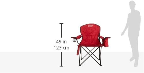 Coleman Portable Quad Camp Chair with 4-Can Cooler, Cushioned Seat & Back with Side Pockets & Cup Holder, Carry Bag Included