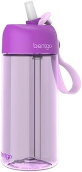 Bentgo Kids Water Bottle - Leak-Proof, Durable Tritan, BPA-Free 15 oz. Cup for Kids/Toddlers Ages 3+, Safe Sip Spout, Carrying Handle, & Dishwasher Safe for School, Sports, Daycare & Camp (Purple)