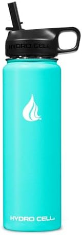 HYDRO CELL Stainless Steel Insulated Water Bottle with Straw - For Cold & Hot Drinks - Metal Vacuum Flask with Screw Cap and Modern Leakproof Sport Thermos for Adults (Teal 24oz)