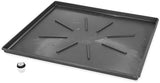 Camco 20784 Low Profile Washing Machine Drain Pan with PVC Fitting, 30 ½-Inch x 34 ½-Inch, Graphite - Protects Your Floors from Washing Machine Leaks - Easy to Use