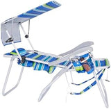 Ultimate Heavy Duty High Seat Aluminum Folding Backpack Beach Chair for Adults | Lay Flat, 5 Reclining Positions | Removable Insulated Cooler Pouch & Canopy for UV Protection