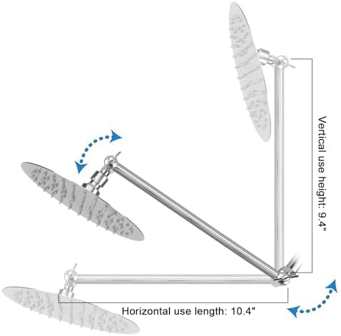 NearMoon Adjustable Shower Arm Universal Connection, Solid Brass Extension Arm, Adjust Angle to Upgrade Shower Experience, Easy to Install, Anti-leak (Brushed Nickel)