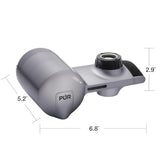 PUR PLUS Horizontal Faucet Mount Water Filtration System with 3-in-1 Lead Reducing Filter for Great-Tasting Filtered Tap Water, Lasts 100 Gallons, Fits Most Kitchen or Bathroom Faucets, Metallic Grey