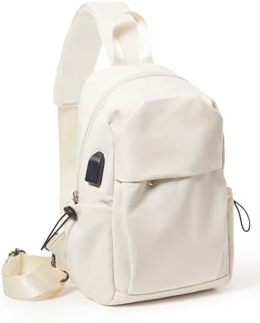 SEAFEW Tactical Backpacks Small Sling Bag Crossbody Backpack Shoulder Bag for Men Women, Multipurpose Anti-Theft Cross Body Chest Bags, One Strap Backpack for Walking Biking Travel Cycling Off White