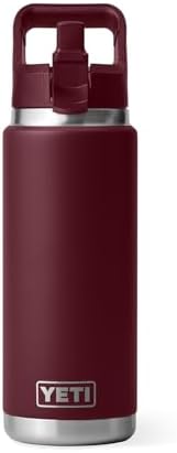 YETI Rambler 26 oz Bottle, Vacuum Insulated, Stainless Steel with Color Matching Straw Cap