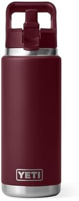 YETI Rambler 26 oz Bottle, Vacuum Insulated, Stainless Steel with Color Matching Straw Cap