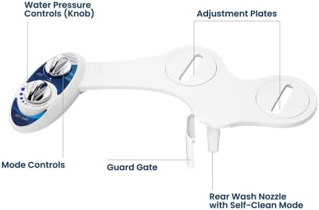 LUXE Bidet NEO 120 - Self-Cleaning Nozzle, Fresh Water Non-Electric Bidet Attachment for Toilet Seat, Adjustable Water Pressure, Rear Wash (Blue)