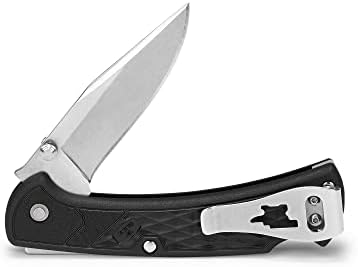 Buck Knives 112 Folding Hunter Slim Select Lockback Pocket Knife with Thumb Studs and Removable/Reversible Deep Carry Pocket Clip