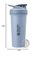 BlenderBottle Sport Sleek Insulated Stainless Steel Shaker Bottle with Wire Whisk, 25-Ounce, Dusty Blue – Protein Shakes & Hydration for Athletes & Fitness Enthusiasts, Easy Mixing, Slim Easy to Hold, Keeps Drinks Cold, Lockable Lid