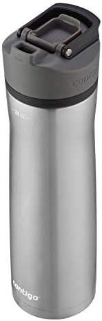 Contigo Cortland Chill 2.0 Vacuum-Insulated Stainless Steel Water Bottle Spill-Proof Sip Technology Interchangeable Lid 24oz Steel/Licorice Perfect for Fitness Travel Everyday Use