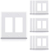 ELEGRP 2-Gang Decorative Wall Plates, Mid-Size 4.88" H x 4.94" L Unbreakable Thermoplastic Faceplate Cover for Decorator Receptacle Outlet Switch, UL Listed (10 Pack, Glossy White)