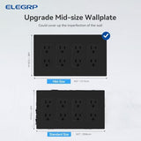 ELEGRP 4-Gang Screwless Decorative Wall Plates, Mid-Size Unbreakable Thermoplastic Faceplate Cover for Decorator Receptacle Outlet Switch, UL Listed (2 Pack, Matte Black)