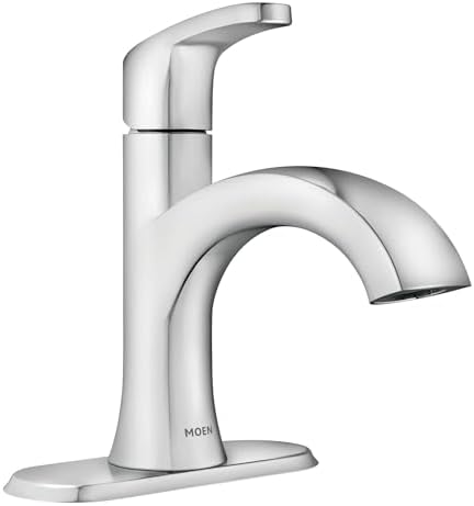 Moen Karis Chrome One-Handle Single Hole Bathroom Sink Faucet with Optional Deckplate, 84346