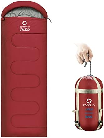 ECOOPRO Warm Weather Sleeping Bag - Portable, Waterproof, Compact Lightweight, Comfort with Compression Sack - Great for Outdoor Camping, Backpacking & Hiking-83 L x 30" W Fits Adults